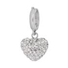 Individuality Beads Sterling Silver Crystal Heart Charm, Women's, White