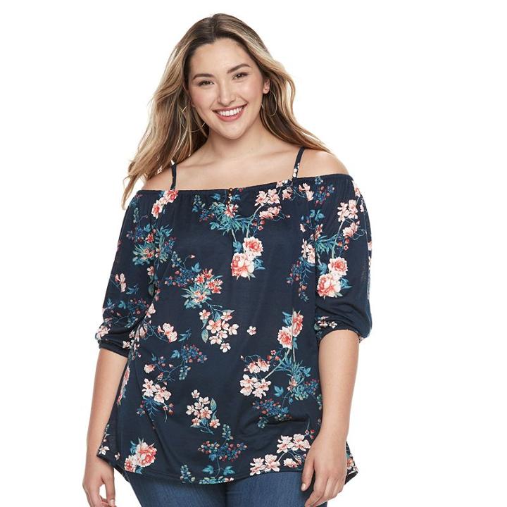 Plus Size French Laundry Off-the-shoulder Peasant Top, Women's, Size: 2xl, Blue Other