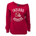 Juniors' Indiana Hoosiers Flashdance Slouch Crewneck, Teens, Size: Large, Red
