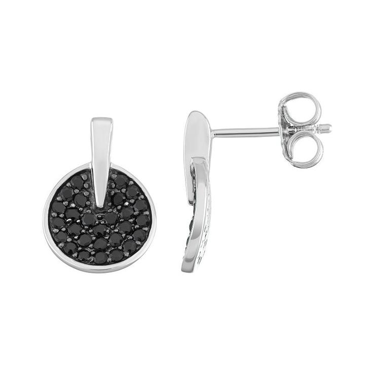 Sterling Silver Black Spinel Door Knocker Earrings, Women's