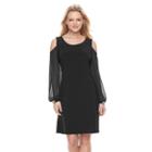 Women's Msk Cold-shoulder Shift Dress, Size: 8, Black