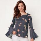 Women's Lc Lauren Conrad Flare Sleeve Chiffon Top, Size: Xl, Drk Purple