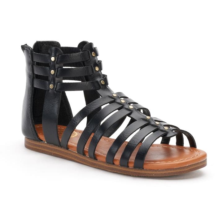 So&reg; Applaud Girls' Gladiator Sandals, Size: 4, Black