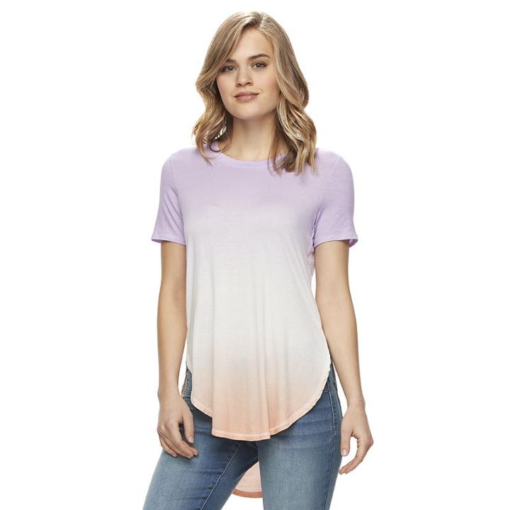 Juniors' Mudd Tie-dyed High-low Tee, Girl's, Size: Small, Brt Purple