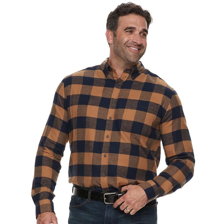 Big & Tall Croft & Barrow&reg; Regular-fit Flannel Woven Button-down Shirt, Men's, Size: Xxl Tall, Lt Brown