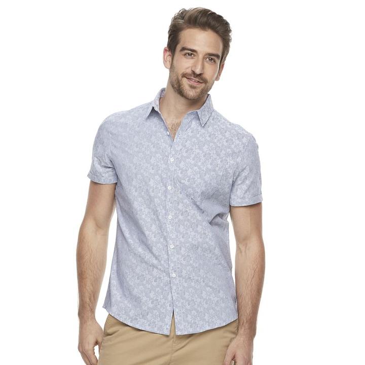 Men's Marc Anthony Slim-fit Woven Button-down Shirt, Size: Large, Blue
