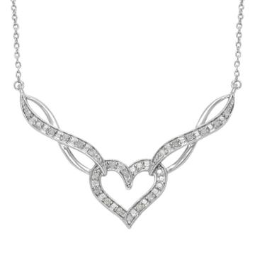Sterling Silver 1/4-ct. T.w. Diamond Heart And Infinity Link Necklace, Women's, Size: 18, Grey