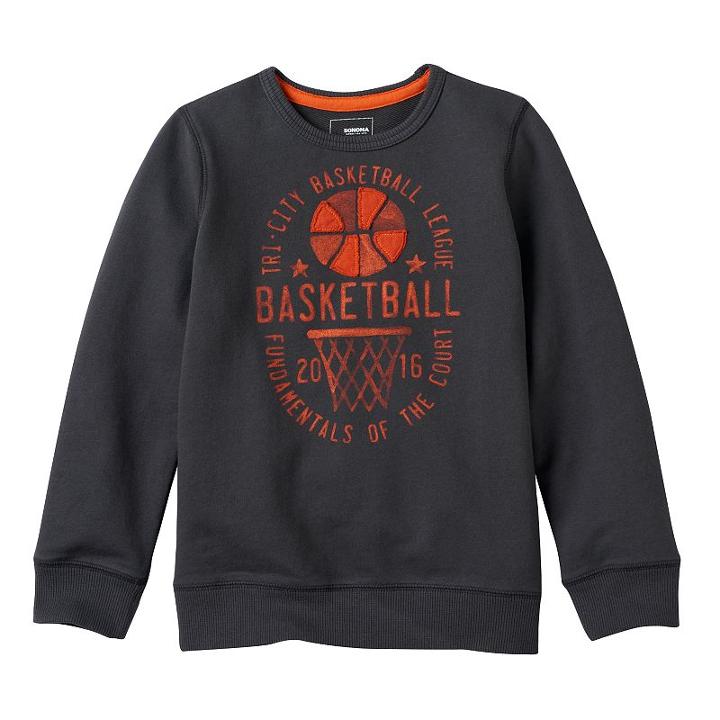 Boys 4-7x Sonoma Goods For Life&trade; French Terry Graphic Crewneck Pullover, Boy's, Size: 4, Grey