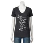 Juniors' Chase The Night With Me V-neck Graphic Tee, Girl's, Size: Small, Grey Other