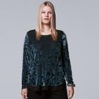 Plus Size Simply Vera Vera Wang Burnout Top, Women's, Size: 2xl, Blue