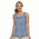 Women's Croft & Barrow&reg; Pleated Scoopneck Tank, Size: Xs, Dark Blue