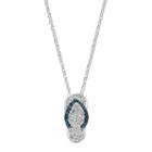 Silver Luxuries Crystal Flip-flop Pendant Necklace, Women's, Grey