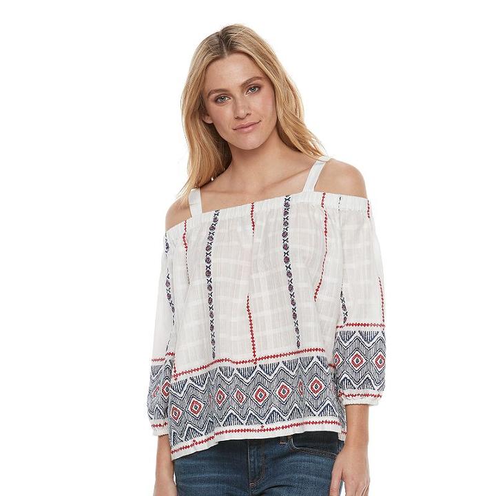 Women's Sonoma Goods For Life&trade; Embroidered Off-the-shoulder Top, Size: Medium, White