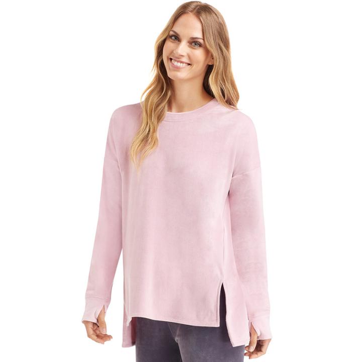 Women's Cuddl Duds Plush Velour Pullover Top, Size: Xsml Av/rg, Med Pink