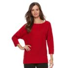 Women's Dana Buchman Diagonal Knit Dolman Sweater, Size: Large, Dark Red
