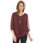 Women's Apt. 9&reg; Chiffon Popover Top, Size: Xlrg Av/rg, Dark Red
