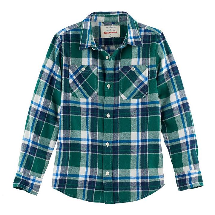 Boys 8-20 Urban Pipeline&reg; Ultimate Regular-fit 2-pocket Flannel Button-down Shirt, Size: Xl, Med Green