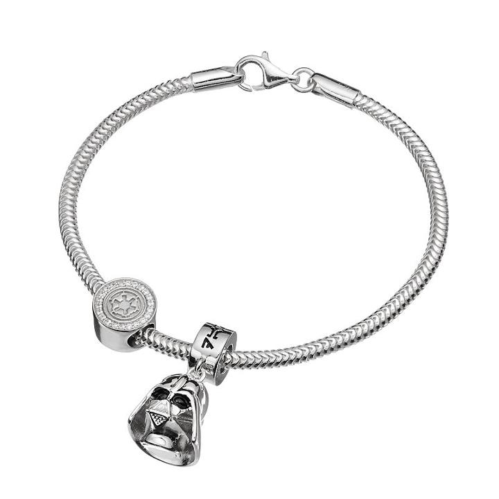 Star Wars Sterling Silver Darth Vader Charm Bracelet Set, Women's, Grey