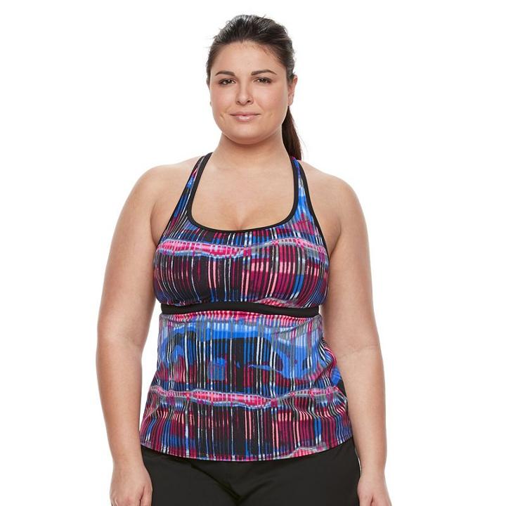 Plus Size Nike Electrify Racerback Tankini Top, Women's, Size: 1xl, Pink Other