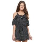 Juniors' Jolie Vie Lace-up Cold Shoulder Romper, Girl's, Size: Xl, Ovrfl Oth