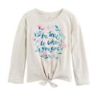 Girls 4-12 Sonoma Goods For Life&trade; Graphic Long-sleeve Tie-front Tee, Size: 7, Med Beige