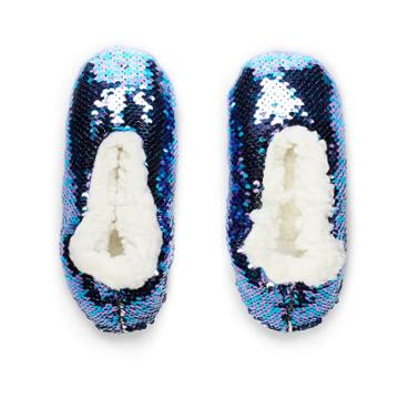 Girls 4-16 Flip Sequin Fuzzy Babba Slippers, Size: S-m, Purple