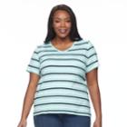 Plus Size Croft & Barrow&reg; Essential V-neck Tee, Women's, Size: 2xl, Turquoise/blue (turq/aqua)