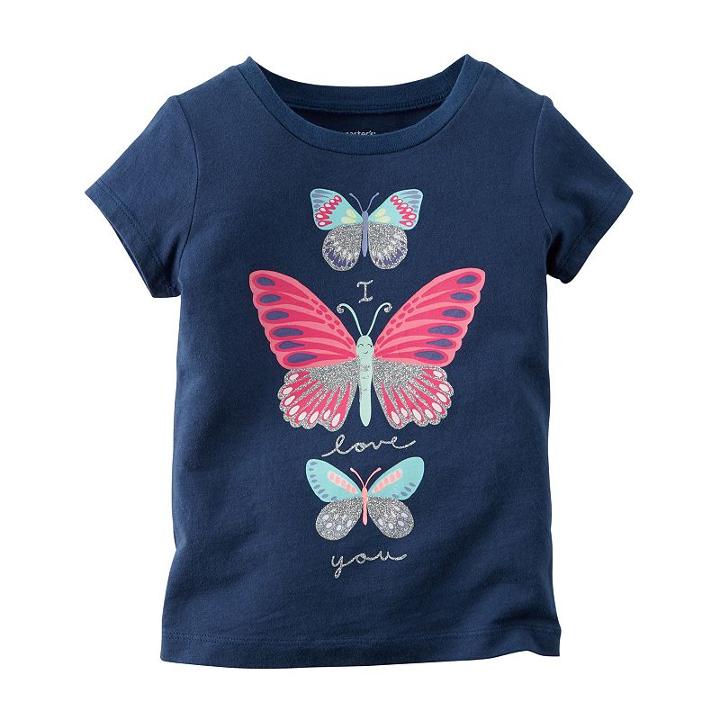 Girls 4-8 Carter's Girly Graphic Short Sleeve Tee, Size: 4, Blue