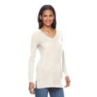 Women's Apt. 9&reg; V-neck Cashmere Sweater, Size: Medium, White Oth