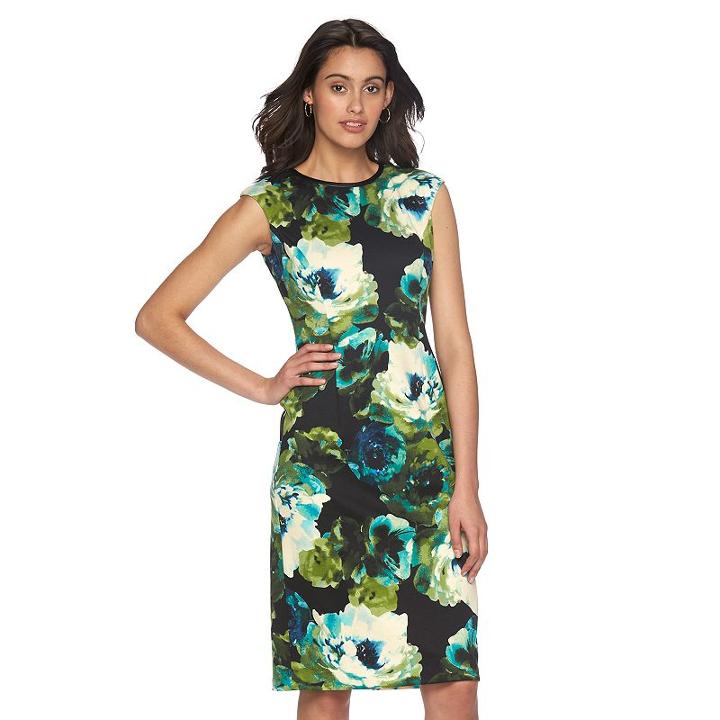 Women's Suite 7 Floral Sheath Dress, Size: 10, Green Oth