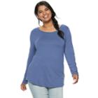 Juniors' Plus Size Mudd&reg; Crewneck Tee, Teens, Size: 1xl, Med Blue
