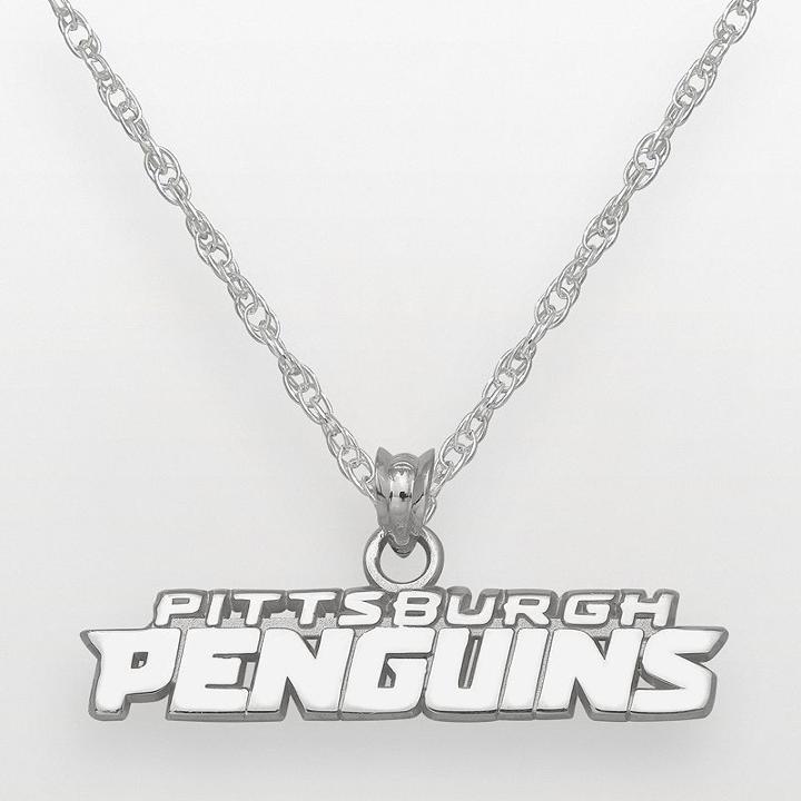 Logoart Pittsburgh Penguins Sterling Silver Logo Pendant, Women's, Size: 18, Grey