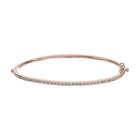 Diamond Essence Rose Gold Tone Over Silver Bangle Bracelet - Made With Swarovski Crystals, Women's, White
