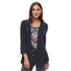 Women's Croft & Barrow&reg; Mock-layer Print Cardigan, Size: Xxl, Blue