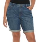 Plus Size Jennifer Lopez Cuffed Denim Bermunda Shorts, Women's, Size: 18 W, Dark Blue