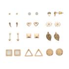 Arrow, Heart, Leaf & Wing Nickel Free Stud Earring Set, Women's, Gold