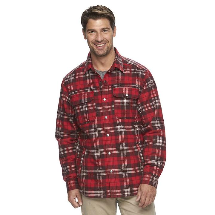 Men's Columbia Fireside Flame Classic-fit Plaid Shirt Jacket, Size: Large, Med Red