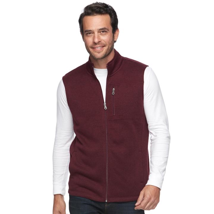 Men's Croft & Barrow&reg; Classic-fit Outdoor Fleece Vest, Size: Xl, Red