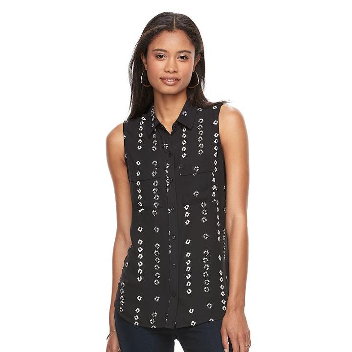 Women's Apt. 9&reg; Split-back Sleeveless Blouse, Size: Medium, Black