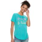 Juniors' Modern Lux Dream Big Floral Graphic Tee, Teens, Size: Large, Turquoise/blue (turq/aqua)