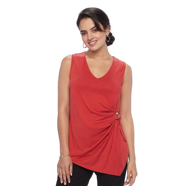 Women's Apt. 9&reg; Ruched Tank, Size: Large, Med Orange
