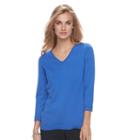 Women's Croft & Barrow&reg; V-neck Jersey Sweater, Size: Small, Blue (navy)