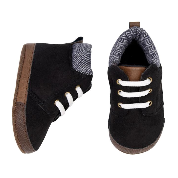 Baby Boy Carter's Boot Crib Shoes, Size: 3-6 Months, Black