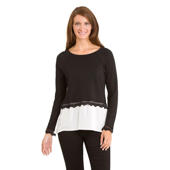 Women's Haggar Mock-layer Sweater, Size: Large, Black