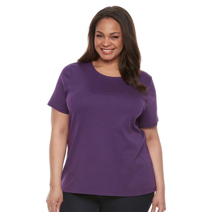 Plus Size Croft & Barrow&reg; Essential Crewneck Tee, Women's, Size: 0x, Purple