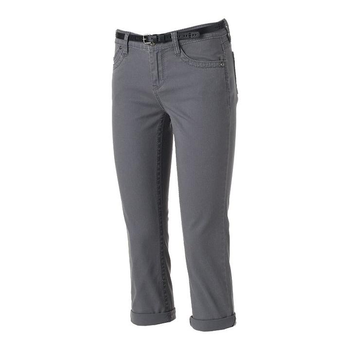 Juniors' Unionbay Winnie Stretch Twill Capris, Girl's, Size: 13, Light Grey