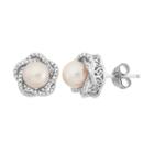 Simply Vera Vera Wang Dyed Freshwater Cultured Pearl And Diamond Accent Sterling Silver Stud Earrings, Women's, Pink