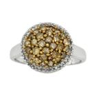 Sterling Silver 1-ct. T.w. Champagne And White Diamond Cluster Ring, Women's, Size: 6, Brown