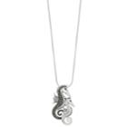 Silver Plated Crystal & Marcasite Seahorse Pendant Necklace, Women's, Black