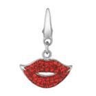 Sterling Silver Crystal Lips Charm, Women's, Red